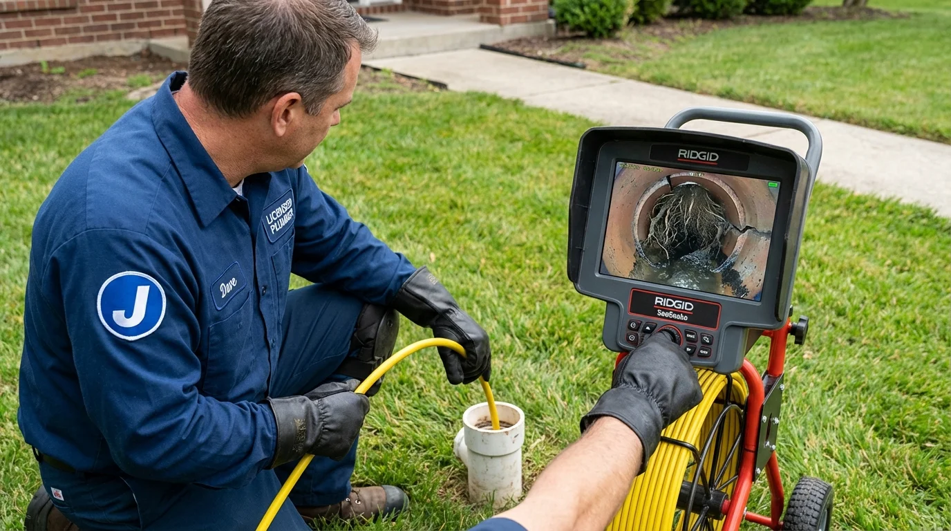 Sewer camera inspection being performed by Johns Plumbing LLC in Lovell