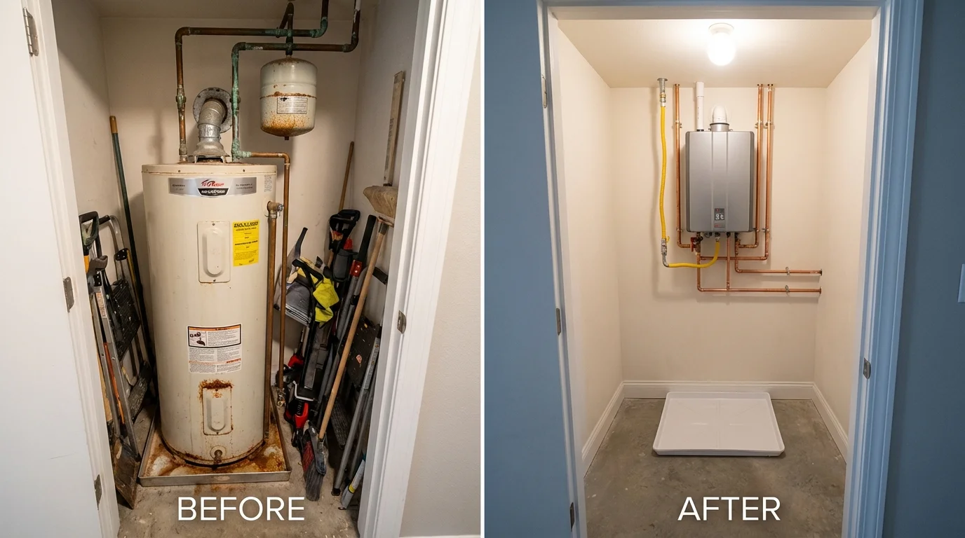 Tank water heater versus wall-mounted tankless unit comparison for Lovell, ME homeowners